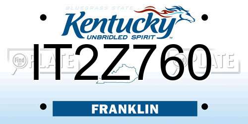 IT2Z760 Kentucky License Plate