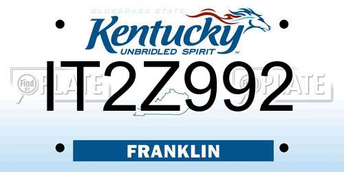 IT2Z992 Kentucky License Plate
