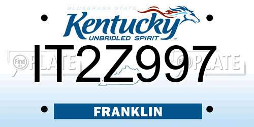 IT2Z997 Kentucky License Plate