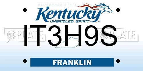 IT3H9S Kentucky License Plate