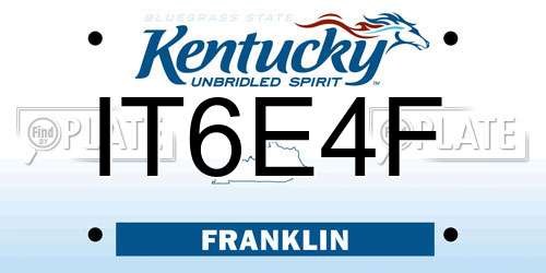 IT6E4F Kentucky License Plate