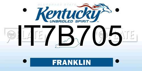 IT7B705 Kentucky License Plate