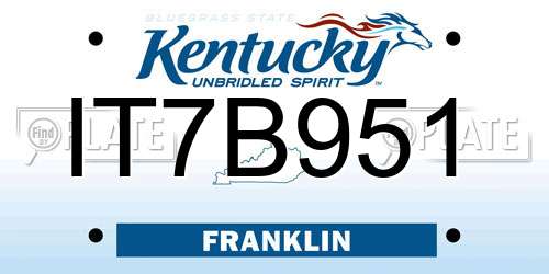 IT7B951 Kentucky License Plate
