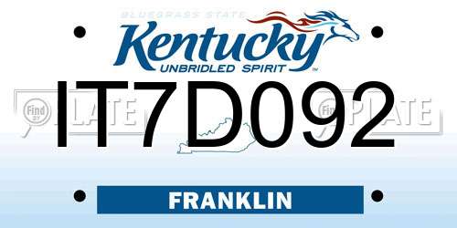 IT7D092 Kentucky License Plate