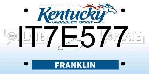 IT7E577 Kentucky License Plate