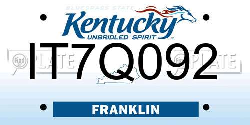 IT7Q092 Kentucky License Plate