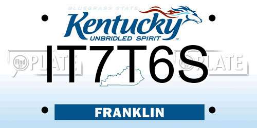 IT7T6S Kentucky License Plate