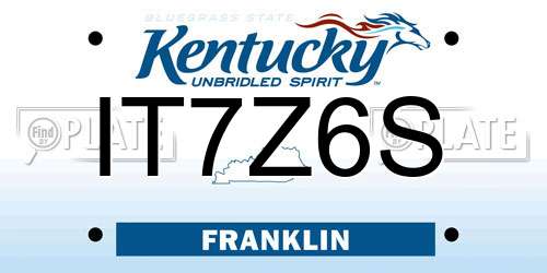 IT7Z6S Kentucky License Plate