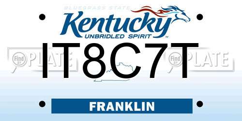 IT8C7T Kentucky License Plate