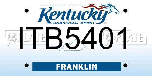 ITB5401 Kentucky License Plate