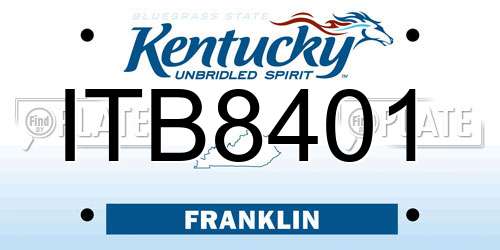 ITB8401 Kentucky License Plate