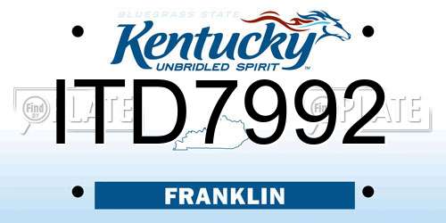 ITD7992 Kentucky License Plate
