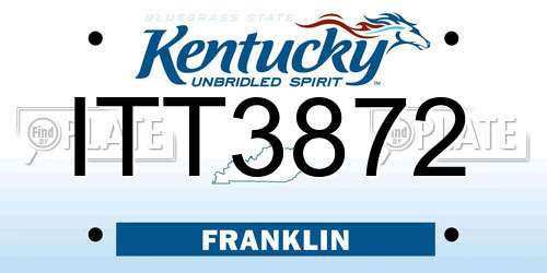 ITT3872 Kentucky License Plate