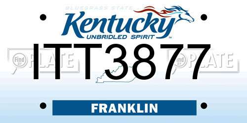ITT3877 Kentucky License Plate