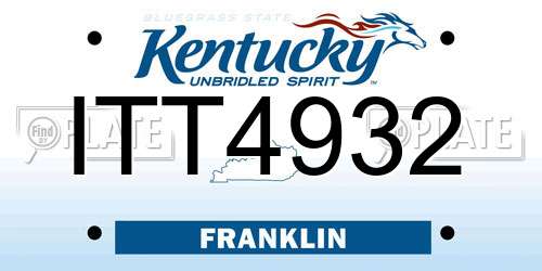 ITT4932 Kentucky License Plate
