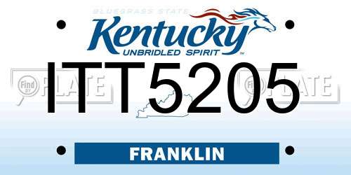 ITT5205 Kentucky License Plate