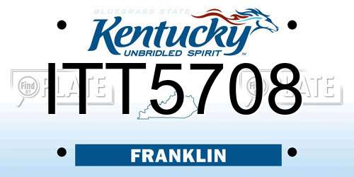 ITT5708 Kentucky License Plate