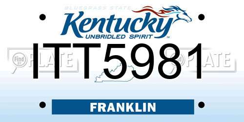 ITT5981 Kentucky License Plate