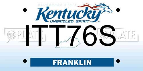 ITT76S Kentucky License Plate