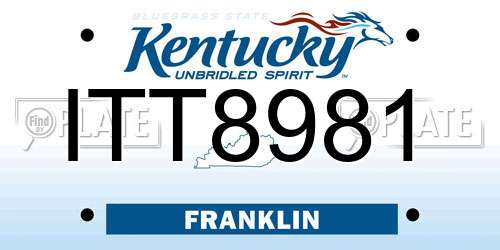 ITT8981 Kentucky License Plate