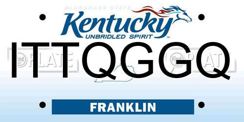 ITTQGGQ Kentucky License Plate