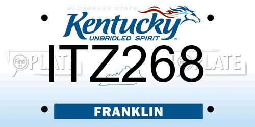 ITZ268 Kentucky License Plate
