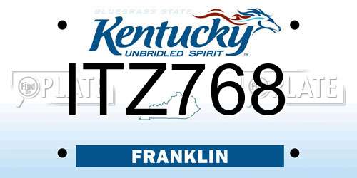 ITZ768 Kentucky License Plate