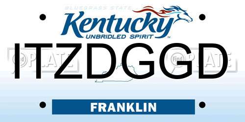 ITZDGGD Kentucky License Plate