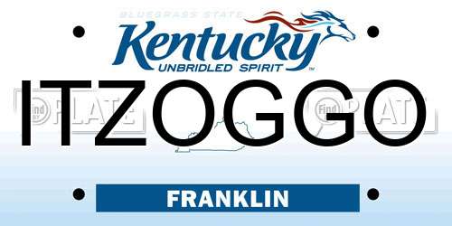 ITZOGGO Kentucky License Plate