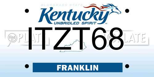 ITZT68 Kentucky License Plate
