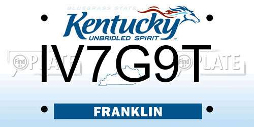 IV7G9T Kentucky License Plate