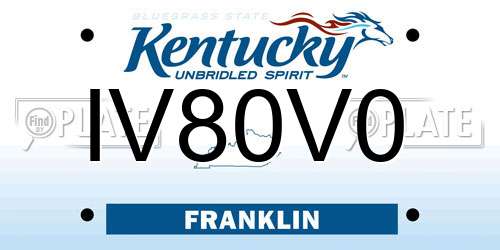 IV80V0 Kentucky License Plate
