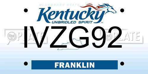 IVZG92 Kentucky License Plate