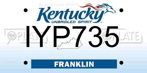 IYP735 Kentucky License Plate