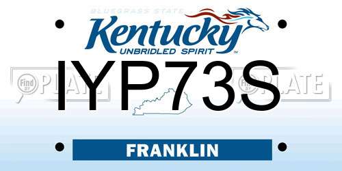 IYP73S Kentucky License Plate