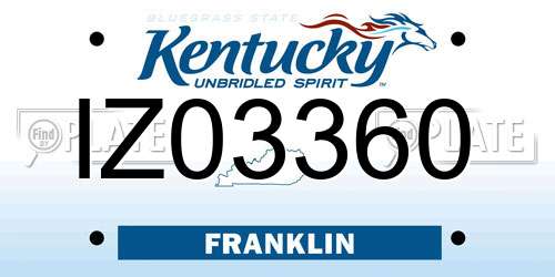 IZ03360 Kentucky License Plate