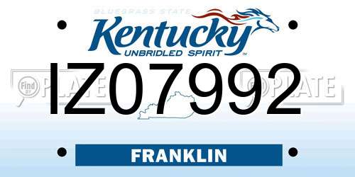 IZ07992 Kentucky License Plate