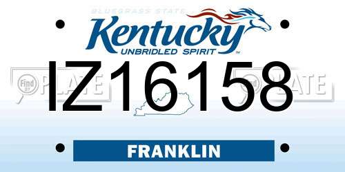 IZ16158 Kentucky License Plate
