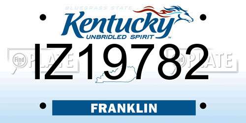 IZ19782 Kentucky License Plate