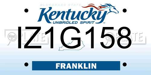 IZ1G158 Kentucky License Plate