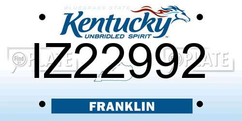 IZ22992 Kentucky License Plate
