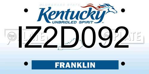 IZ2D092 Kentucky License Plate