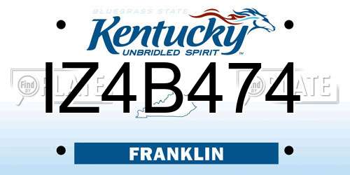 IZ4B474 Kentucky License Plate
