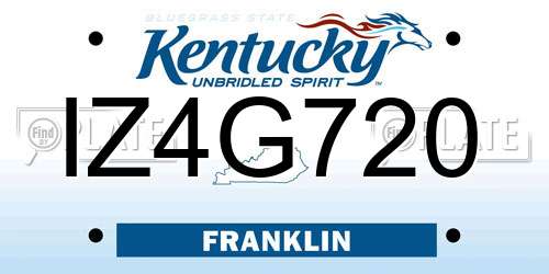 IZ4G720 Kentucky License Plate