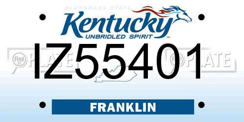 IZ55401 Kentucky License Plate