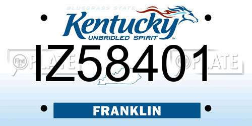 IZ58401 Kentucky License Plate