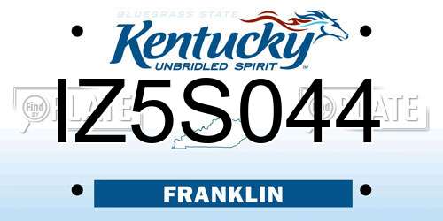 IZ5S044 Kentucky License Plate