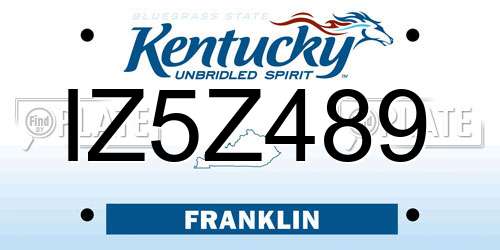 IZ5Z489 Kentucky License Plate