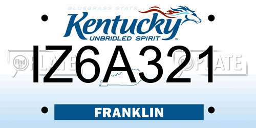 IZ6A321 Kentucky License Plate