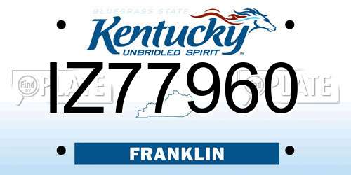 IZ77960 Kentucky License Plate